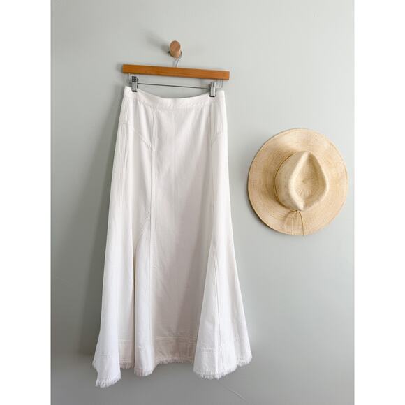 Madewell | NWT Fluted Midi Skirt in Tile White | Sz 26 - Picture 2 of 10